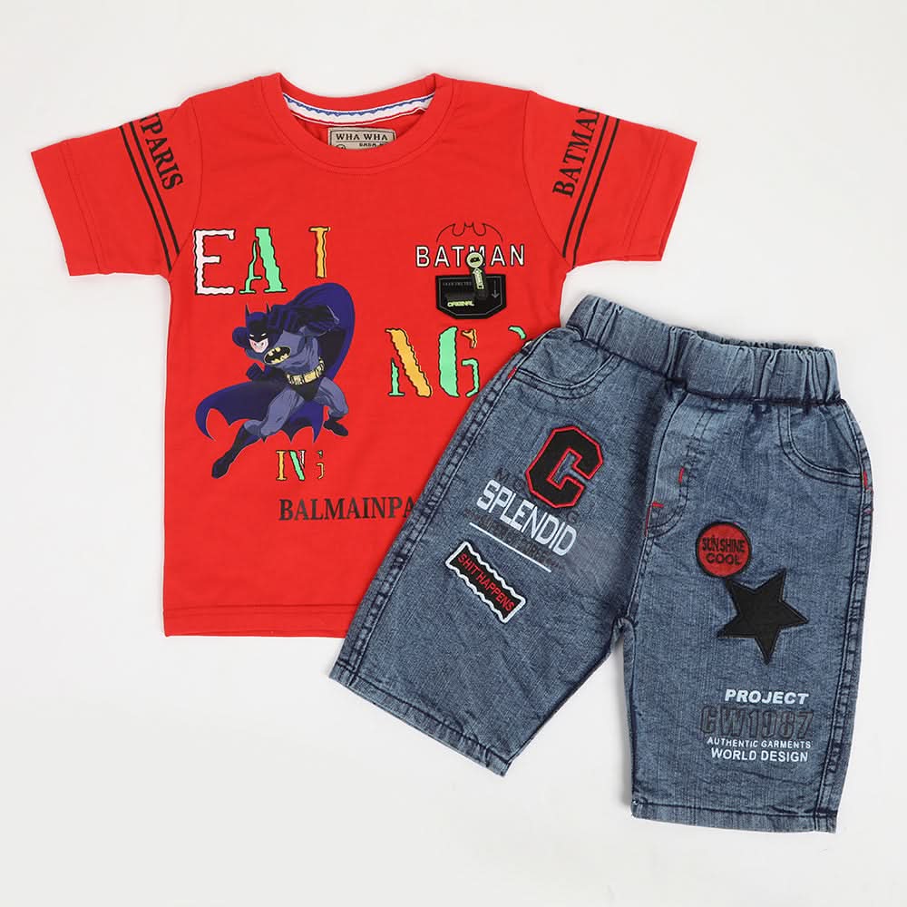 Boys Half Sleeves Suit - Red, Boys Sets & Suits, Chase Value, Chase Value