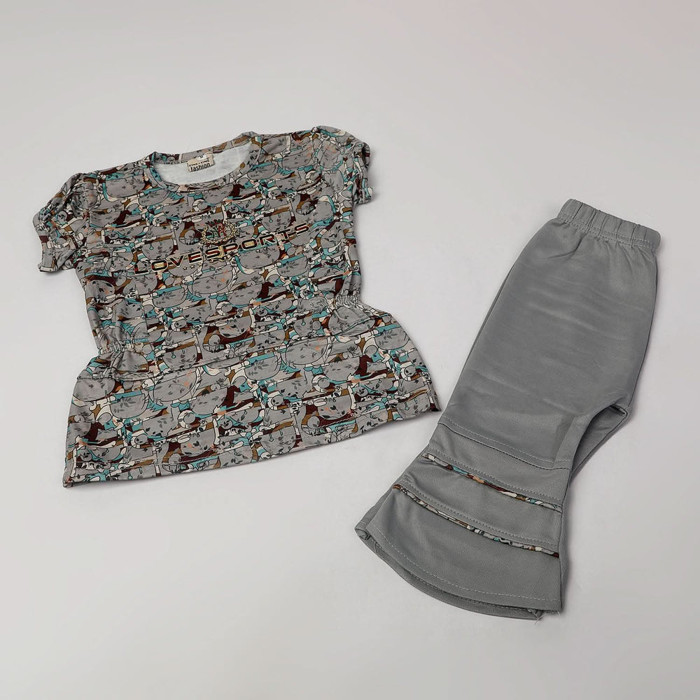 Girls Tight Half Sleeves Suit - Grey, Girls Suits, Chase Value, Chase Value