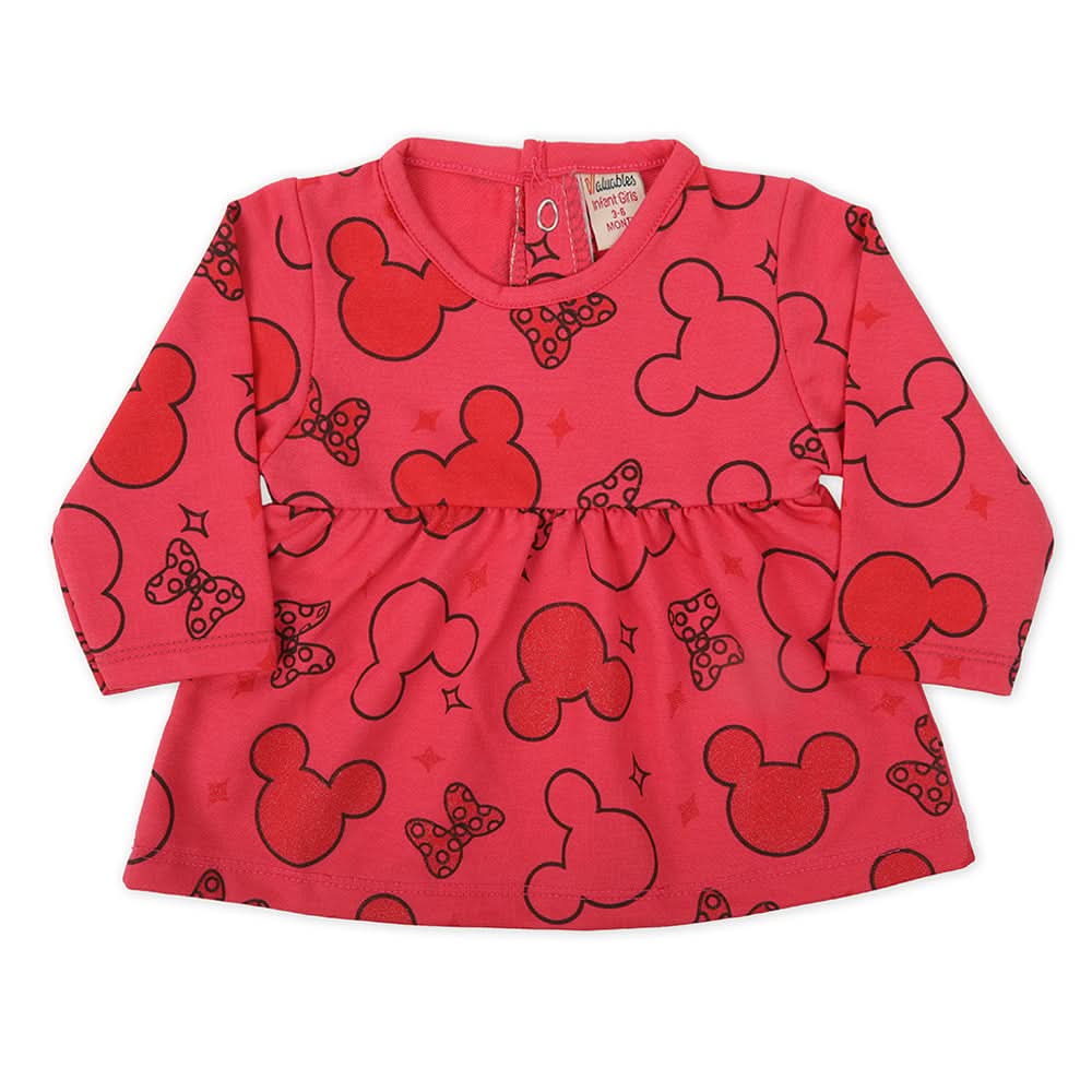 Newborn Girls Full Sleeves Frock - Pink, Newborn Girls Frocks, Chase Value, Chase Value