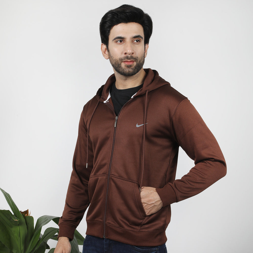 Men's Full Sleeves Zipper Hoodie - Coffee, Men's Jackets & Hoodies, Chase Value, Chase Value