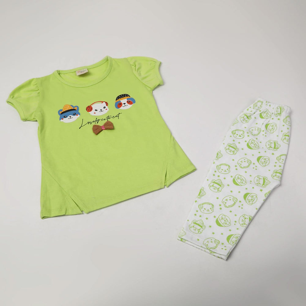 Girl's Half Sleeves Suit - Light Green, Girls Suits, Chase Value, Chase Value