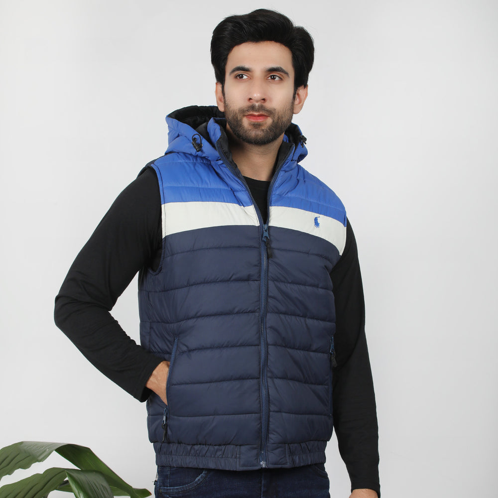 Men's Puffer Jacket - Blue & Navy Blue, Men's Jackets & Hoodies, Chase Value, Chase Value