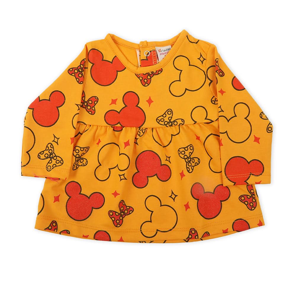 Newborn Girls Full Sleeves Frock - Mustard, Newborn Girls Frocks, Chase Value, Chase Value
