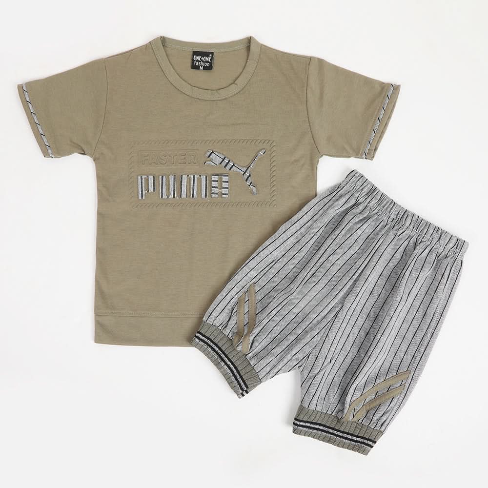 Boys Half Sleeves Suit - Olive Green, Boys Sets & Suits, Chase Value, Chase Value