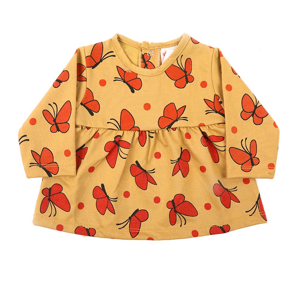 Newborn Girls Full Sleeves Frock - Beige, Newborn Girls Frocks, Chase Value, Chase Value