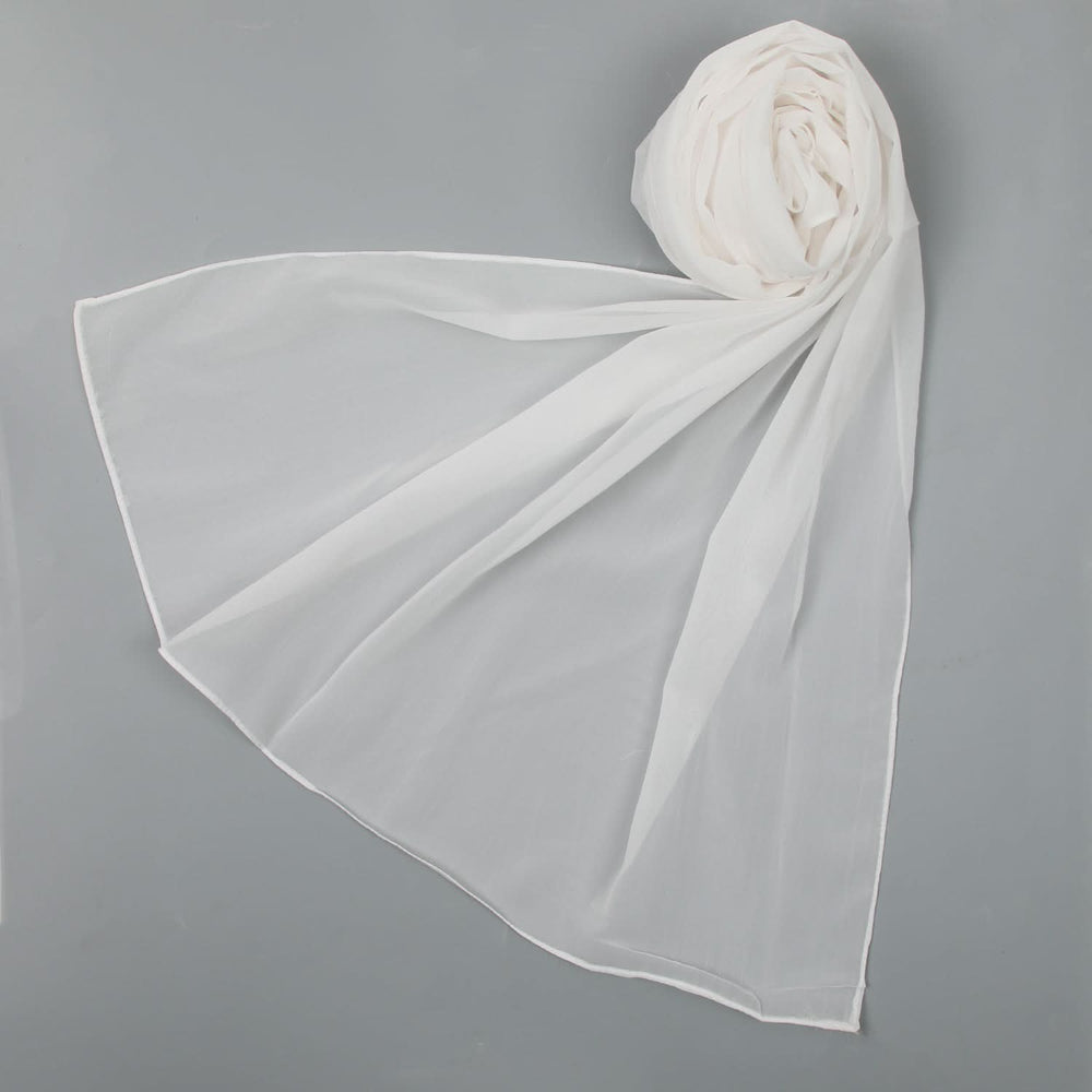 Women's Plain Georgette Stole - White, Women Shawls & Scarves, Chase Value, Chase Value
