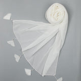 Women's Plain Georgette Stole - White, Women Shawls & Scarves, Chase Value, Chase Value
