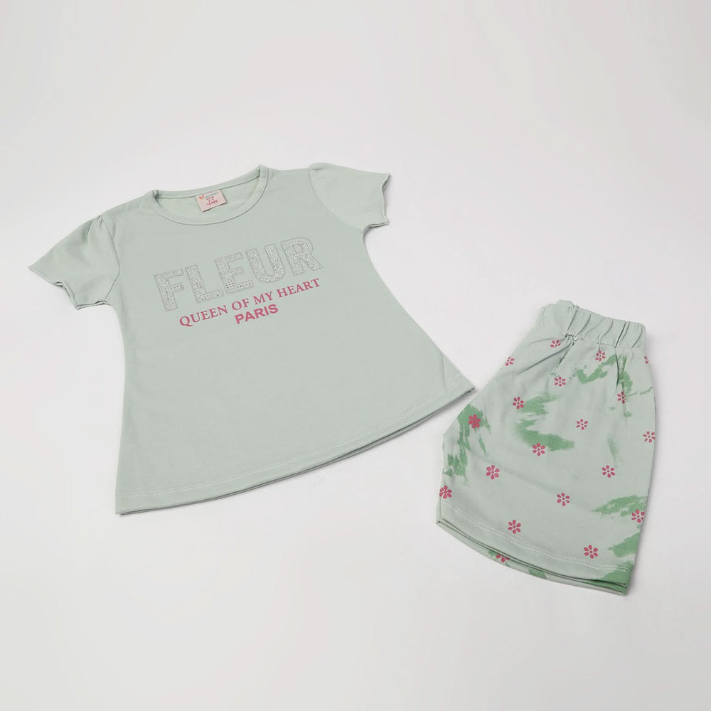 Girls Half Sleeves Short Suit - Sea Green, Girls Suits, Chase Value, Chase Value
