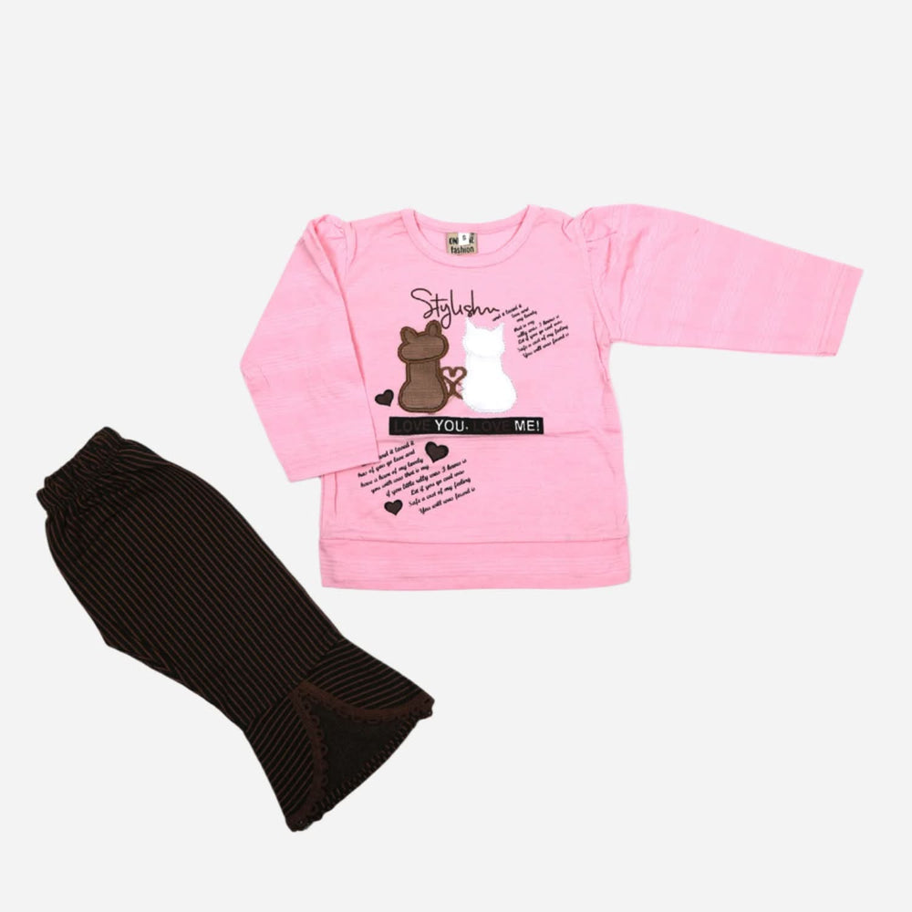 Girls Full Sleeves Tight Suit - Pink, Girls Suits, Chase Value, Chase Value