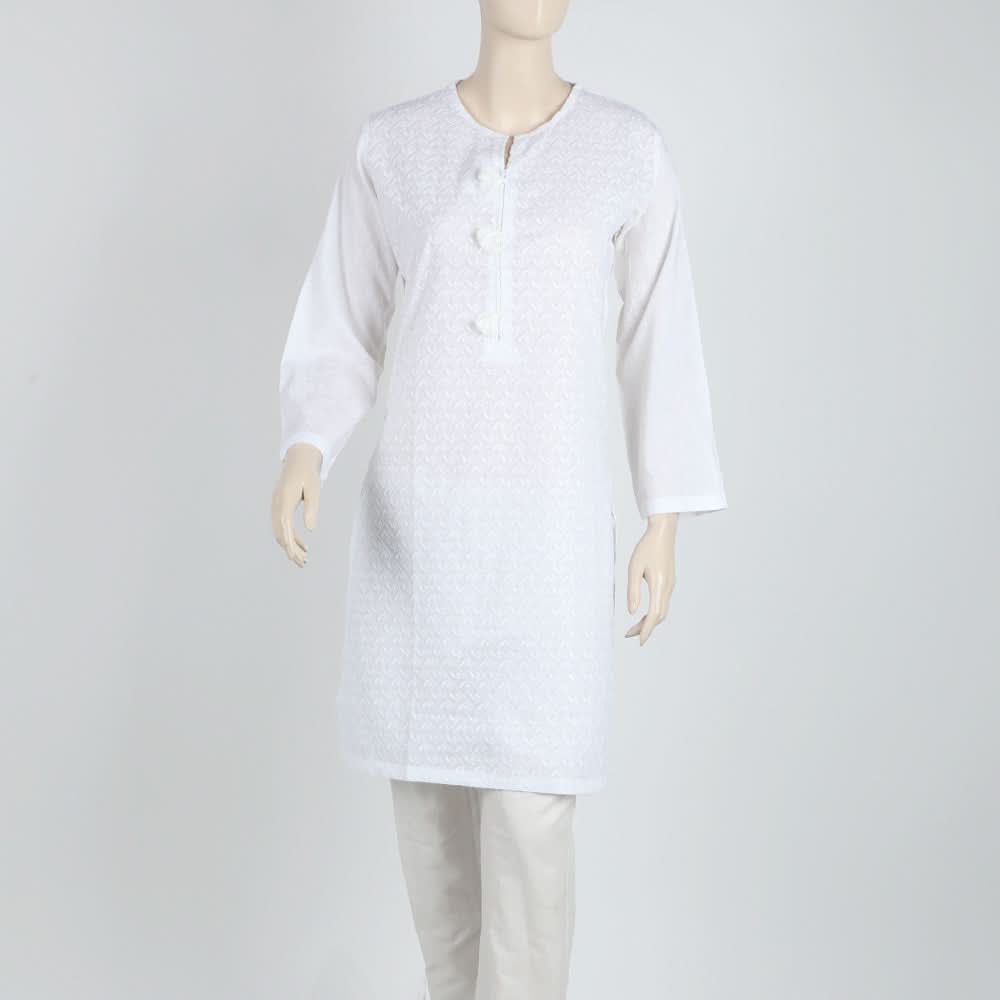 Women's Chicken Kari Kurti - White, Women Ready Kurtis, Chase Value, Chase Value