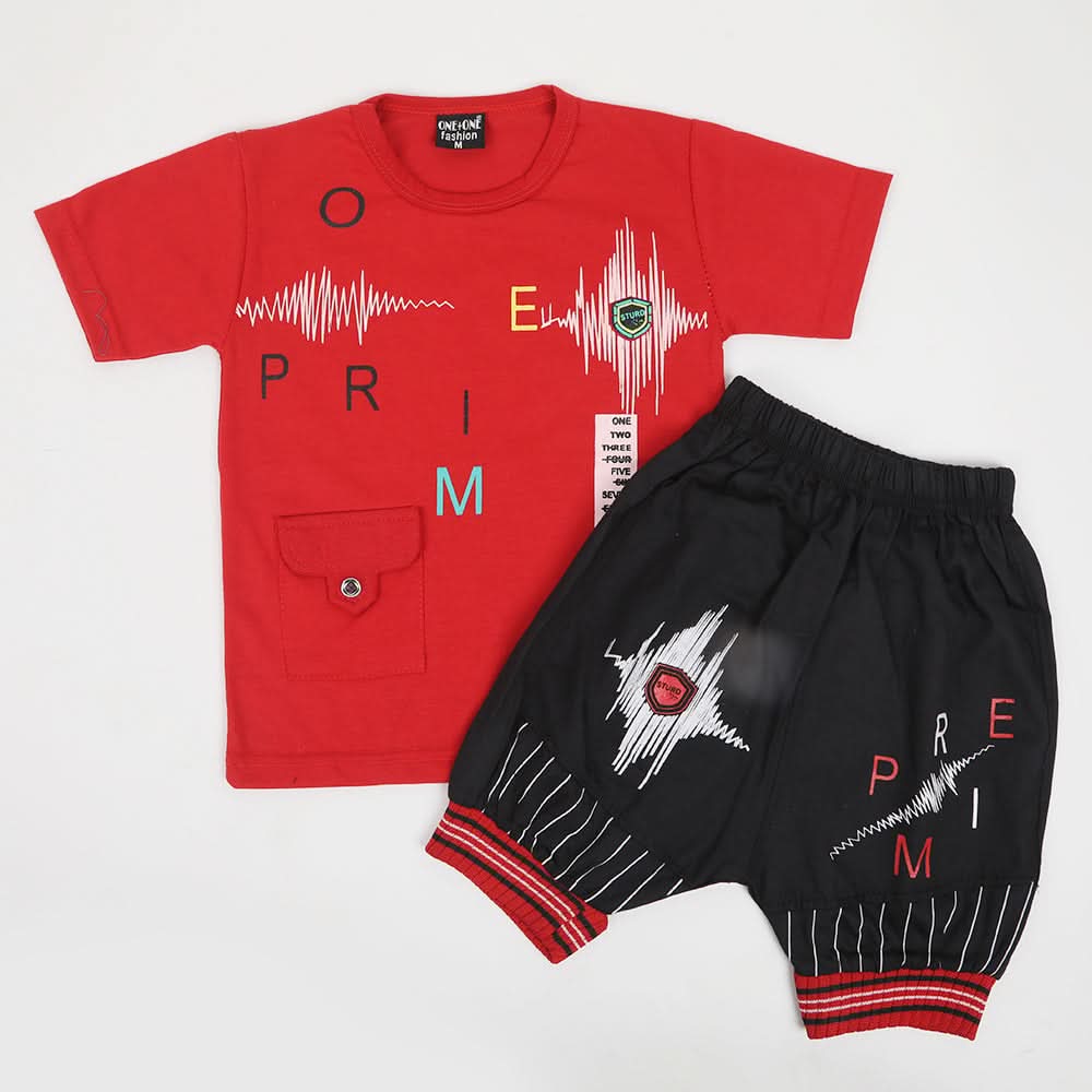 Boys Half Sleeves Suit - Red, Boys Sets & Suits, Chase Value, Chase Value