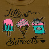 Girls Half Sleeves Skirt Suit - Olive Green, Girls Suits, Chase Value, Chase Value