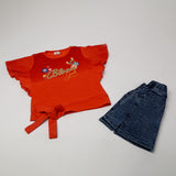 Girls Half Sleeves Skirt Suit - Rust, Girls Suits, Chase Value, Chase Value