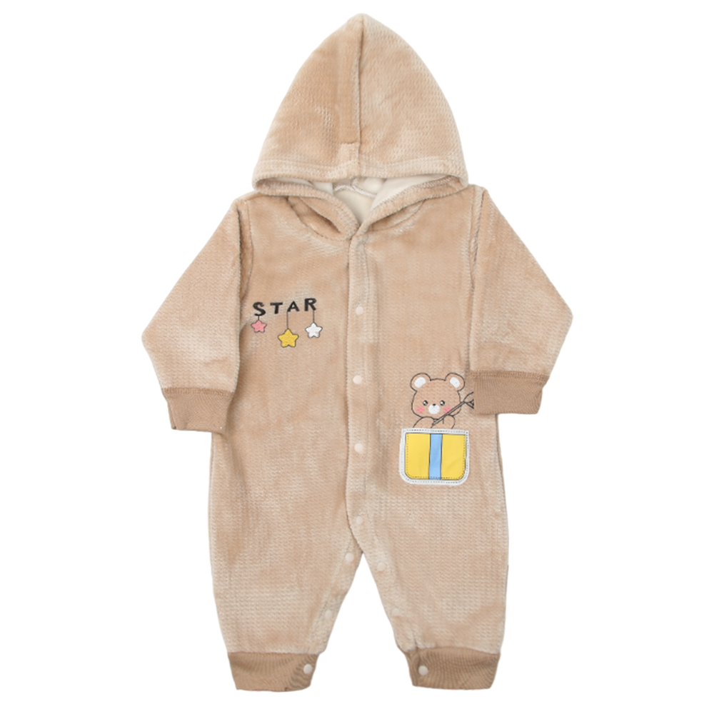 Newborn Boys Full Sleeves Romper - Beige, Newborn Boys Rompers, Chase Value, Chase Value