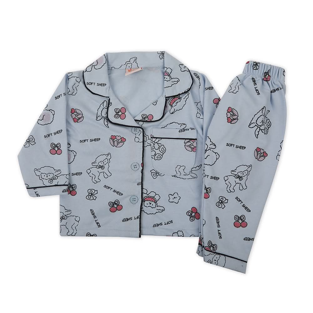 Newborn Girls Full Sleeves Night Suit - Blue, Newborn Girls Sets & Suits, Chase Value, Chase Value