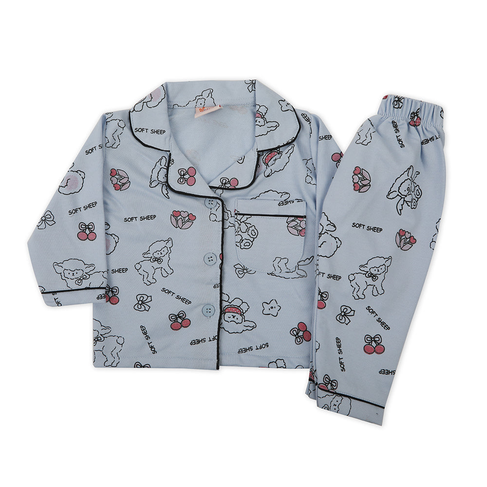 Newborn Girls Full Sleeves Night Suit - Blue, Newborn Girls Sets & Suits, Chase Value, Chase Value