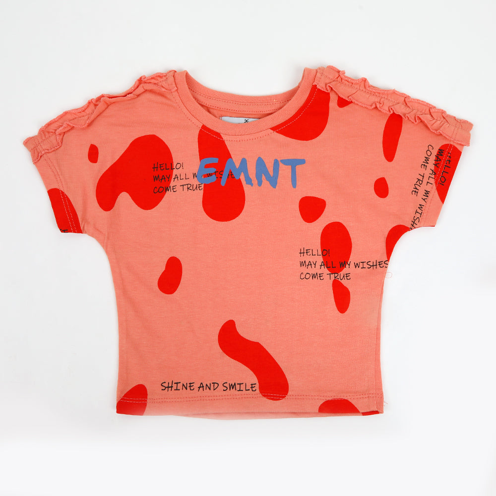 Eminent Newborn Girls Half Sleeves T-Shirt - Coral Haze, Newborn Girls T-Shirts, Eminent, Chase Value