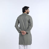 Men's Slim Fit Embroidered Kurta - Olive, Men's Kurtas, Chase Value, Chase Value