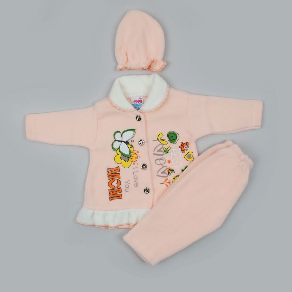 Newborn Girls Full Sleeves Suit - Peach, Newborn Girls Sets & Suits, Chase Value, Chase Value
