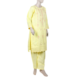 Women's 2pcs Stitched Embrioded Shalwar Suit - Light Yellow, Women Shalwar Suits, Chase Value, Chase Value