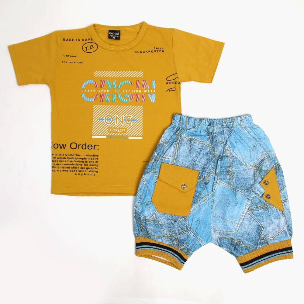 Boys Half Sleeves Suit - Mustard, Boys Sets & Suits, Chase Value, Chase Value