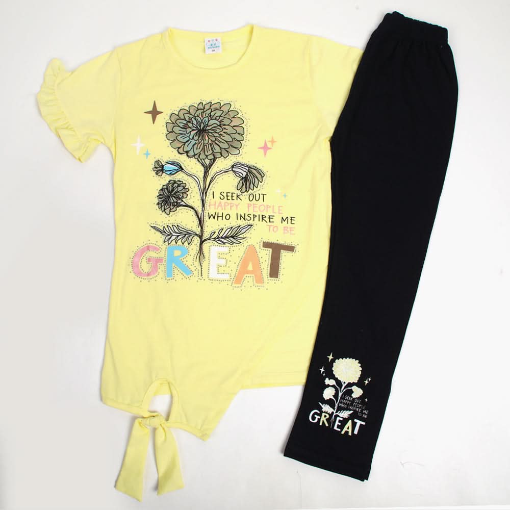 Girls Half Sleeves Suit - LEMON, Girls Suits, Chase Value, Chase Value