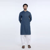 Men's Slim Fit Plain Kurta - Navy Blue, Men's Kurtas, Chase Value, Chase Value