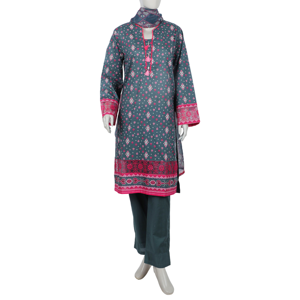 Eminent Women's Embrioded Stitched 3pcs Suit - Grey, Women Shalwar Suits, Eminent, Chase Value