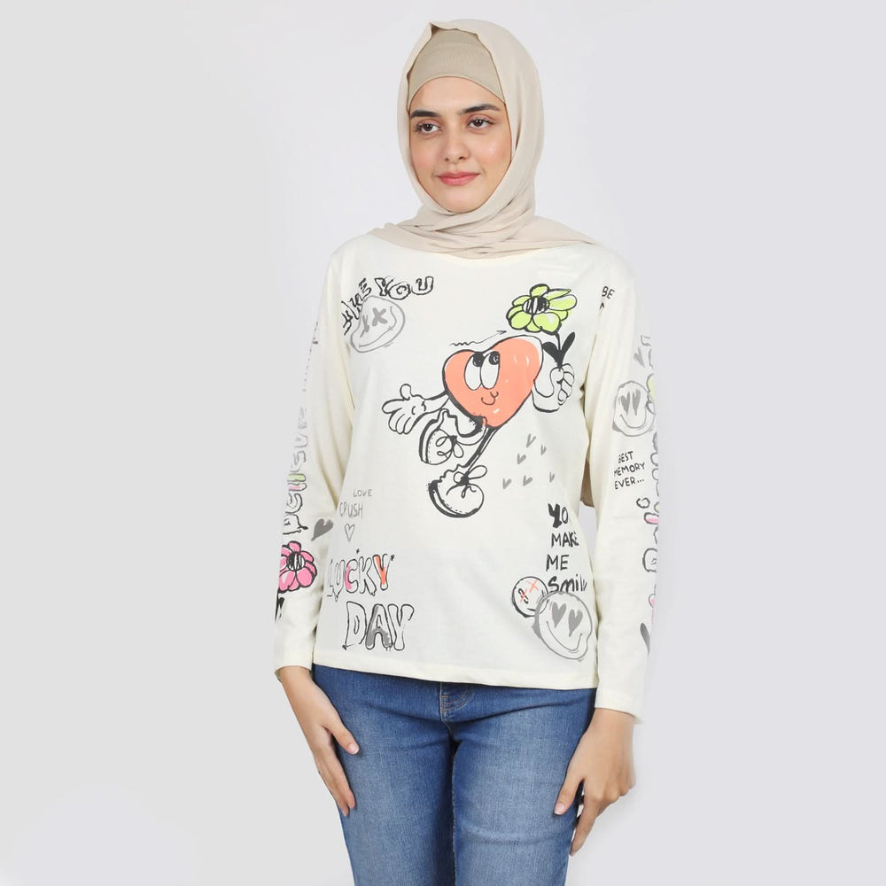 Women's Full Sleeves T-Shirt - Fawn, Women T-Shirts & Tops, Chase Value, Chase Value
