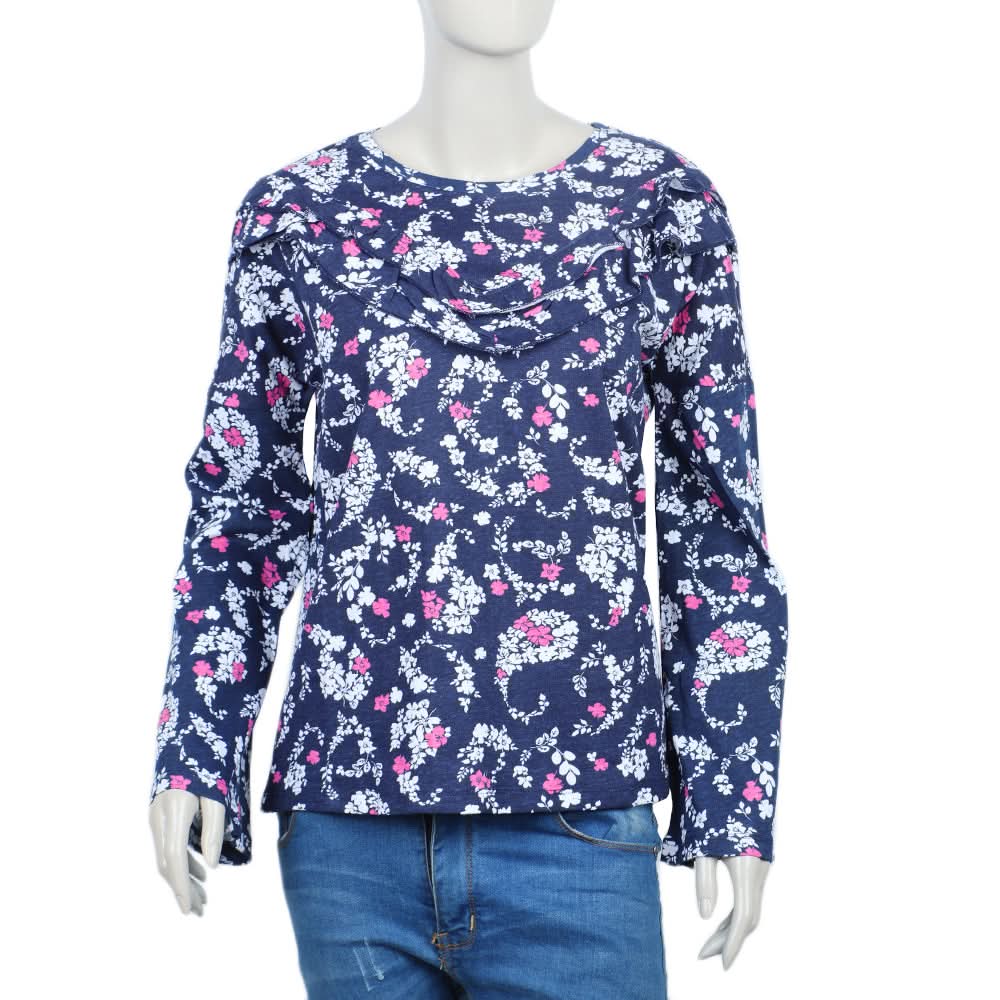 Eminent Women's Bermuda Frill Top - White & Blue, Women T-Shirts & Tops, Eminent, Chase Value