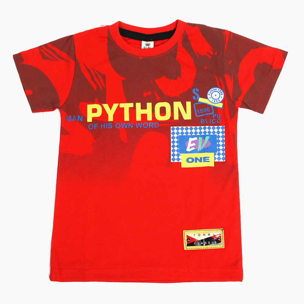 Boys Half Sleeves T-Shirt - Red, Boys T-Shirts, Chase Value, Chase Value