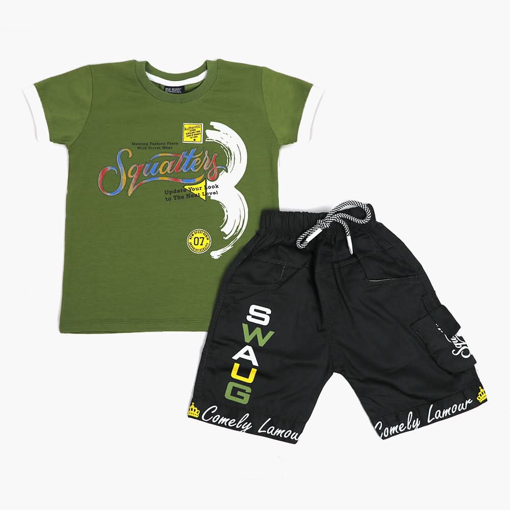Boys Half Sleeves Suit - Green, Boys Sets & Suits, Chase Value, Chase Value