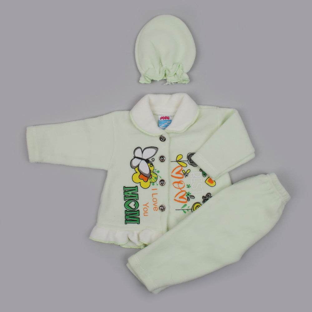 Newborn Girls Full Sleeves Suit - Light Green, Newborn Girls Sets & Suits, Chase Value, Chase Value