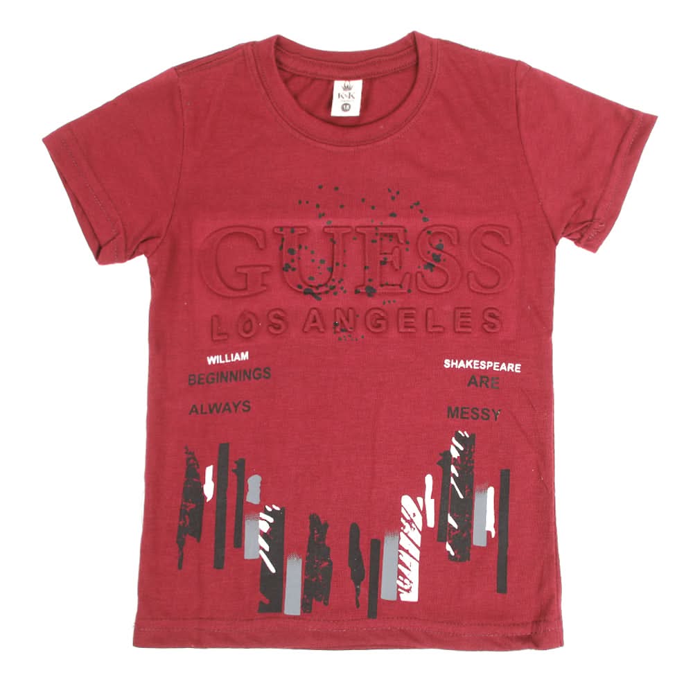 Boys Half Sleeves T-Shirt - Maroon, Boys T-Shirts, Chase Value, Chase Value