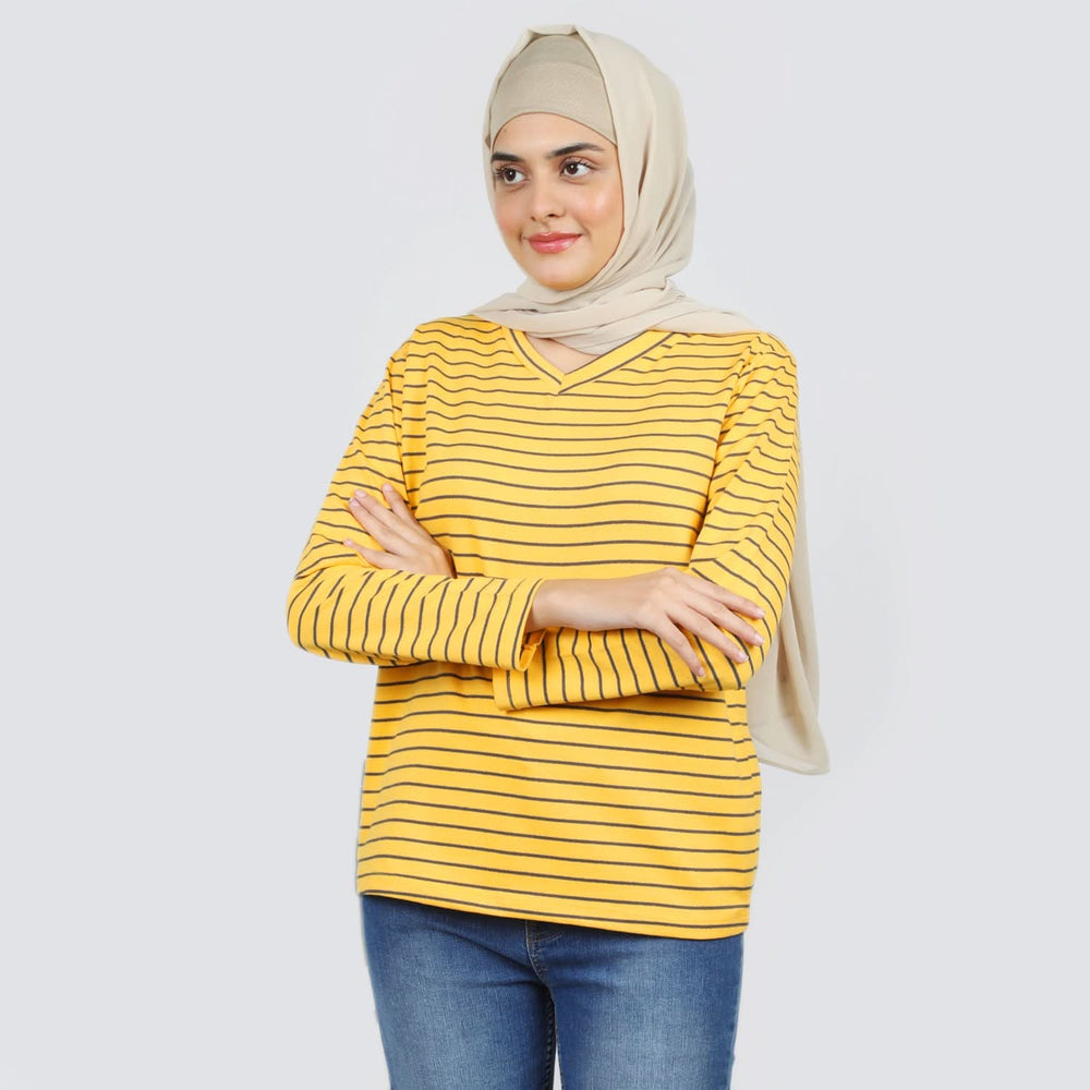 Women's Full Sleeves Top - Yellow, Women T-Shirts & Tops, Chase Value, Chase Value