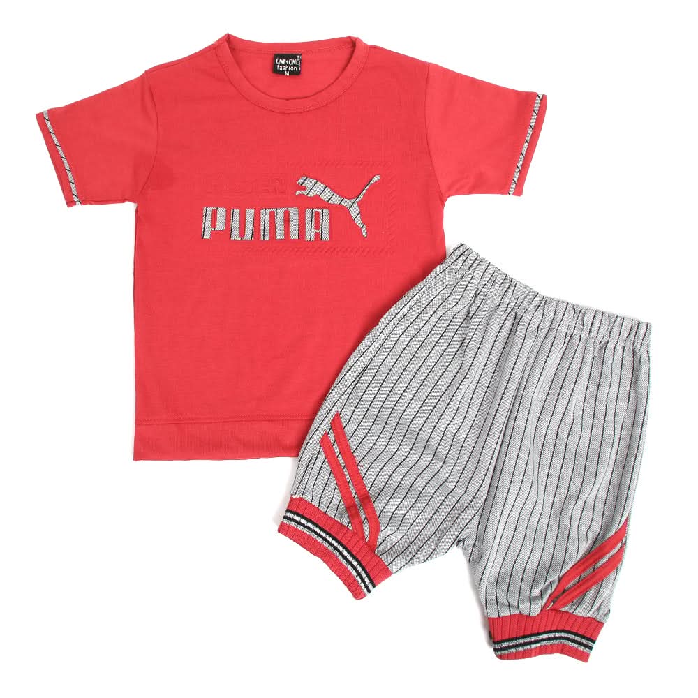 Boys Half Sleeves Suit - Solid Pink, Boys Sets & Suits, Chase Value, Chase Value