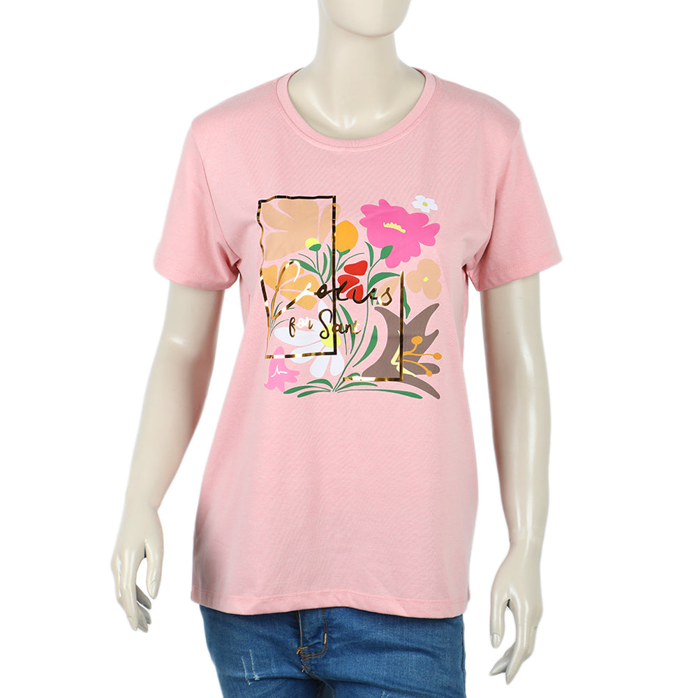 Women's Half Sleeves T-shirt - Tea Pink, Women T-Shirts & Tops, Chase Value, Chase Value