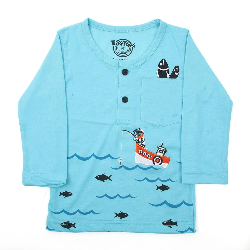 Boys Full Sleeves T-Shirt - Sky Blue, Boys T-Shirts, Chase Value, Chase Value