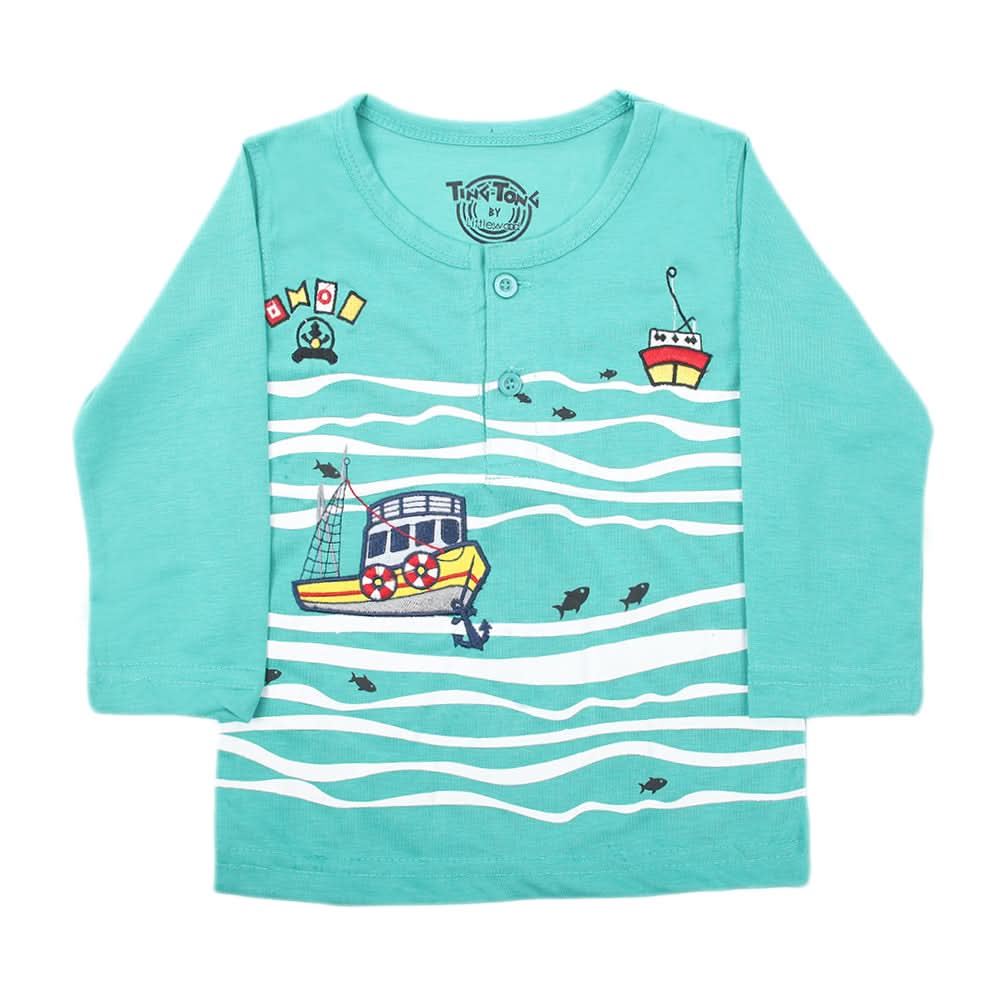 Boys Full Sleeves T-Shirt - Sea Green, Boys T-Shirts, Chase Value, Chase Value