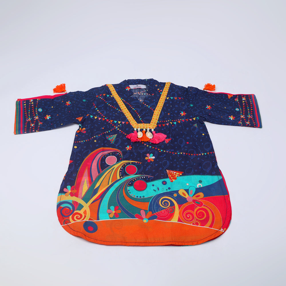 Girls Printed Kurti - Dark Blue, Girls Kurti, Chase Value, Chase Value