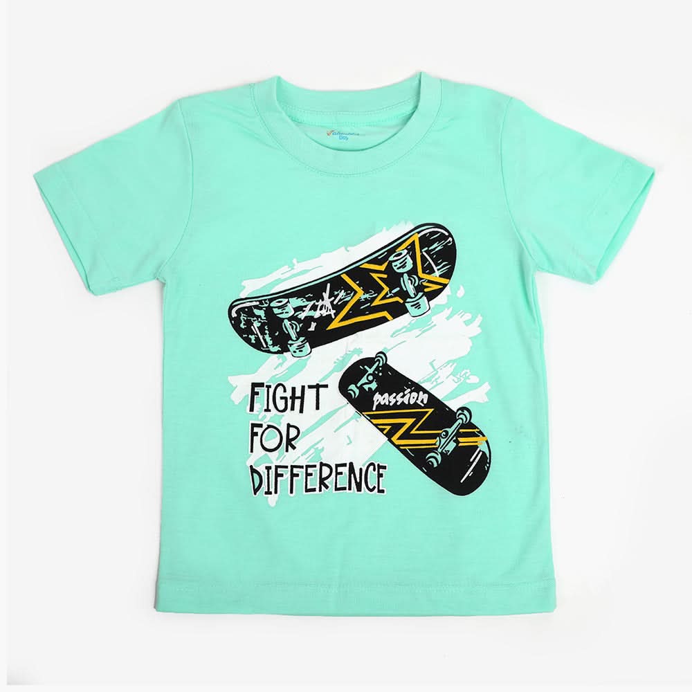 Boys Half Sleeves T-Shirt - Cyan, Boys T-Shirts, Chase Value, Chase Value