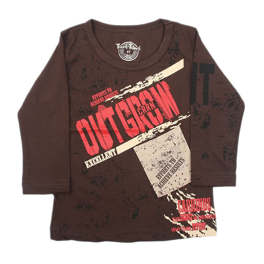 Boys Full Sleeves T-Shirt - Dark Brown, Boys Hoodies & Sweat Shirts, Chase Value, Chase Value