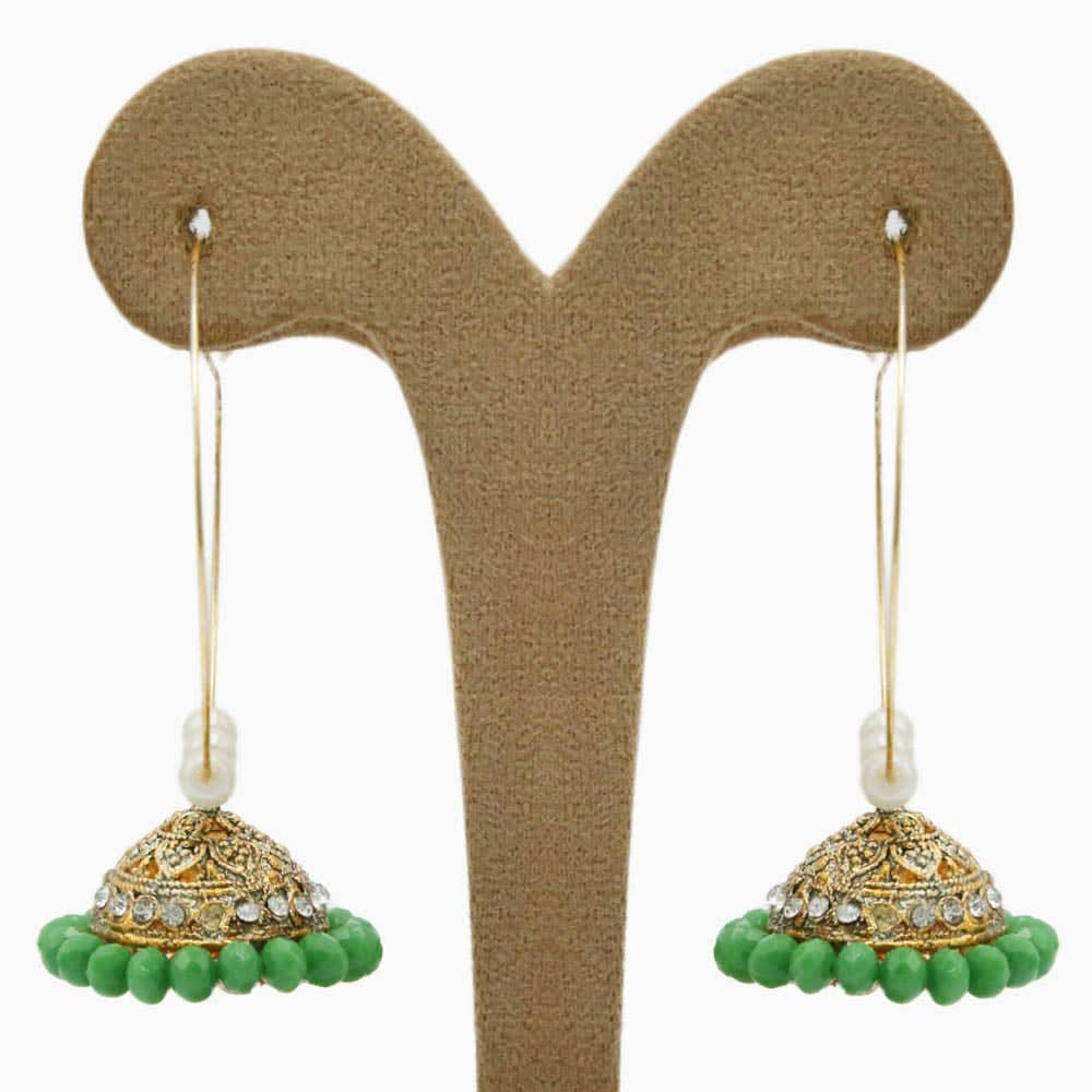 Women's Hoops Jhumki - Green, Women Earrings & Tops, Chase Value, Chase Value