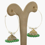 Women's Hoops Jhumki - Green, Women Earrings & Tops, Chase Value, Chase Value