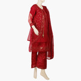 Women's Organza Fancy Embroidered 3Pcs Suit - Maroon, Women Shalwar Suits, Chase Value, Chase Value