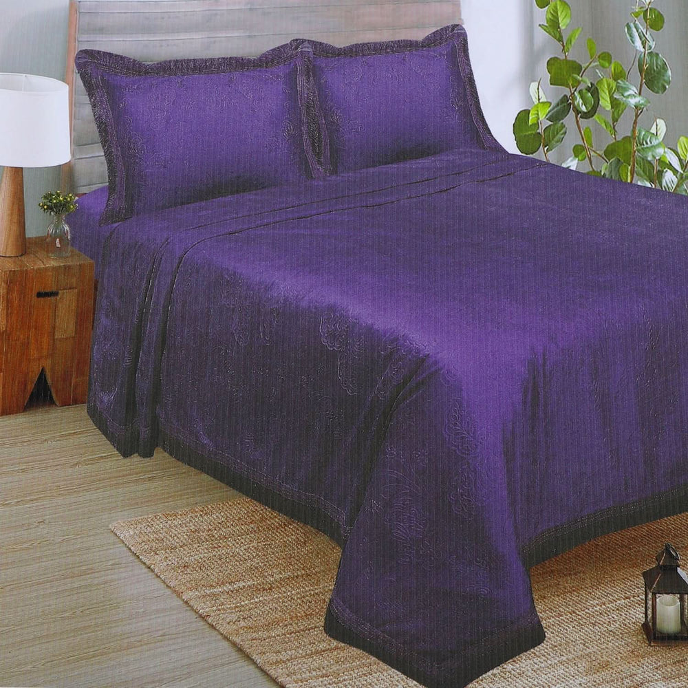 Silk Velvet Double Bedsheet - Dark Purple, Double Size Bed Sheet, Chase Value, Chase Value