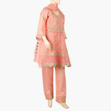 Women's Organza Fancy Embroidered 3Pcs Suit - Peach, Women Shalwar Suits, Chase Value, Chase Value