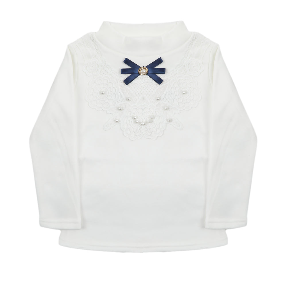 Girls Full Sleeves T-Shirt - White, Girls T-Shirts, Chase Value, Chase Value
