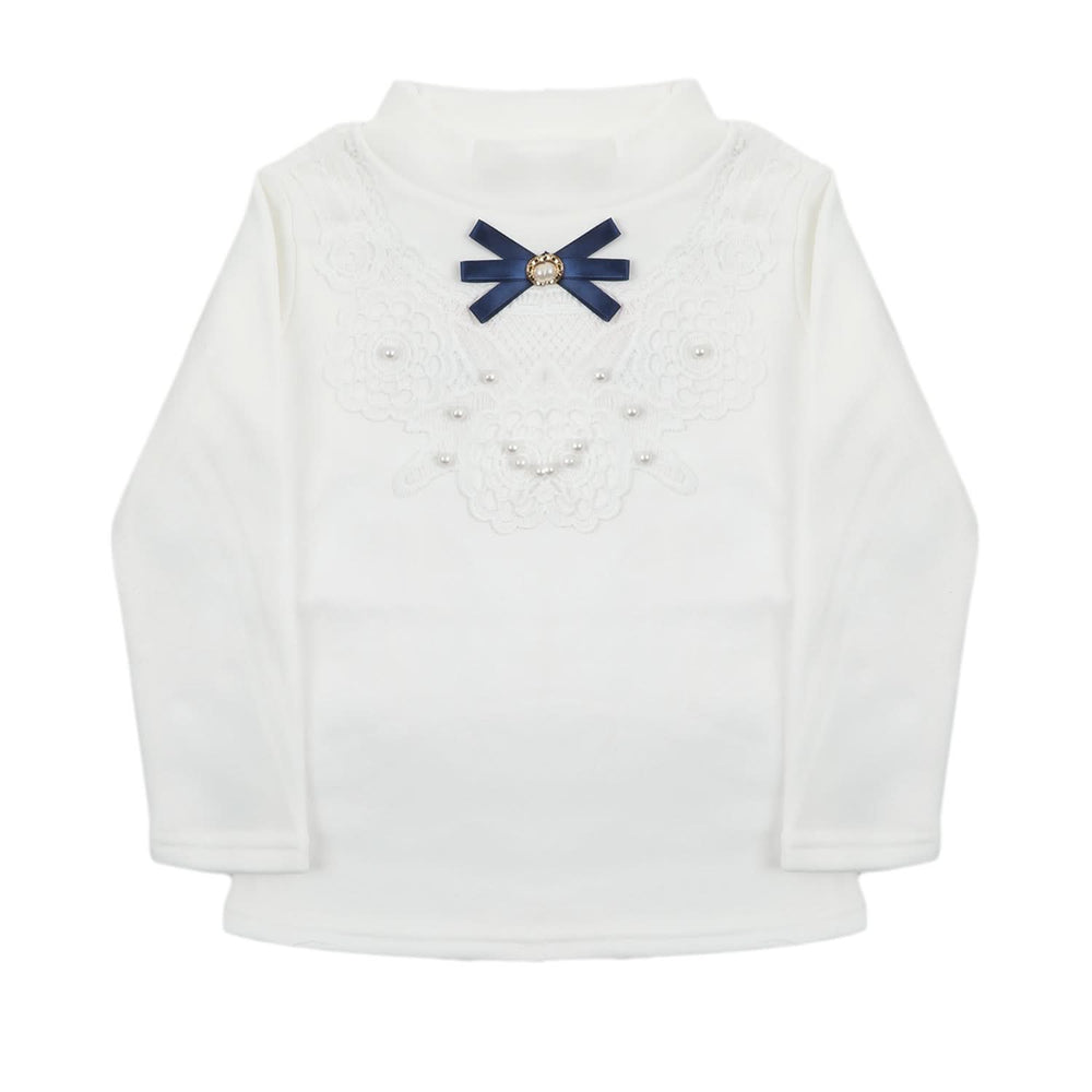 Girls Full Sleeves T-Shirt - White, Girls T-Shirts, Chase Value, Chase Value
