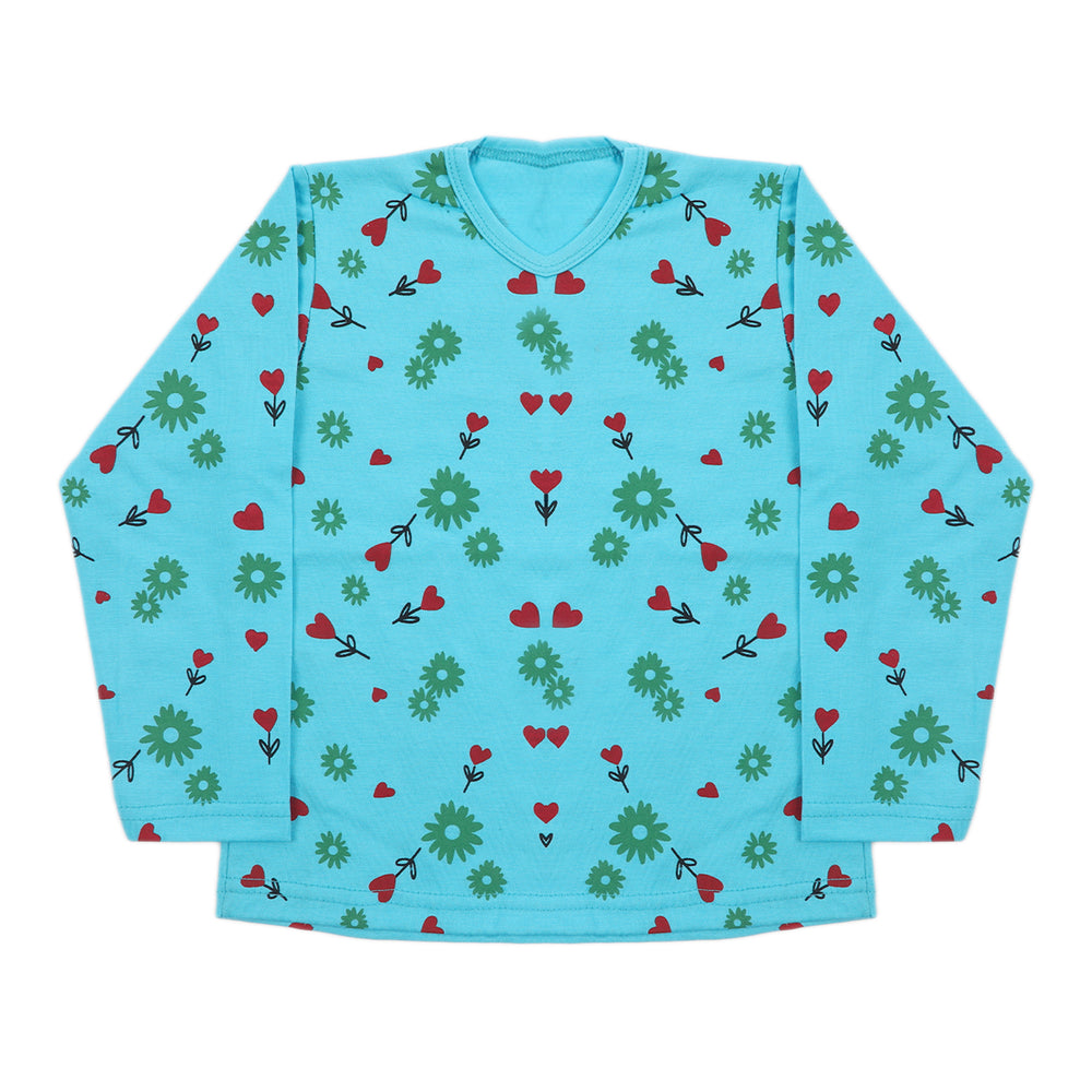 Girls Full Sleeves T-Shirt - Blue, Girls T-Shirts, Chase Value, Chase Value